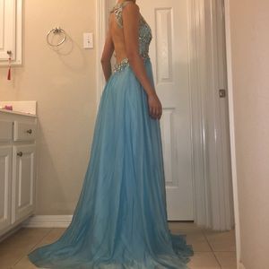 NWT Backless Full Chiffon Sequined Prom Gown